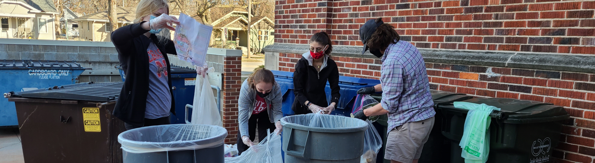 Students performing a waste audit