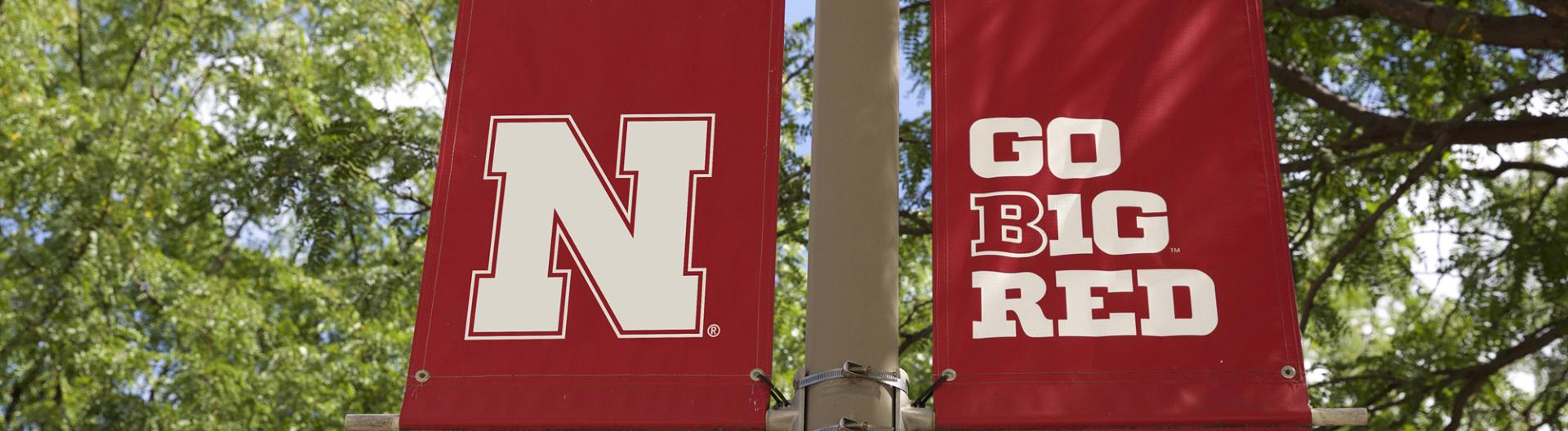 Campus flag with N and Go Big Red